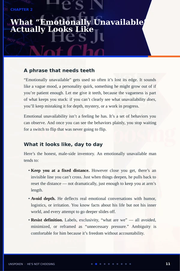 Inside the guide — what emotionally unavailable looks like