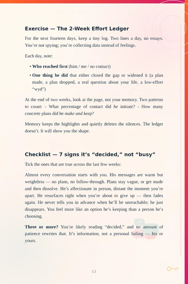 Inside the guide — the 2-Week Effort Ledger and checklist